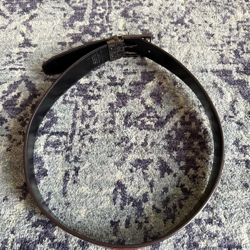 Robert Graham Chocolate Brown Genuine Leather Western Paisley Boho Belt Sz 36